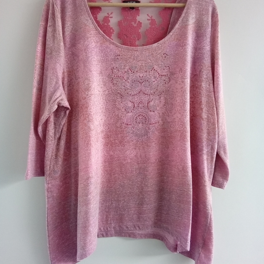 Apt. 9 Pink Ombre Lace-Back Scoop-Neck Tunic Top, Size 2X - Picture 4 of 10